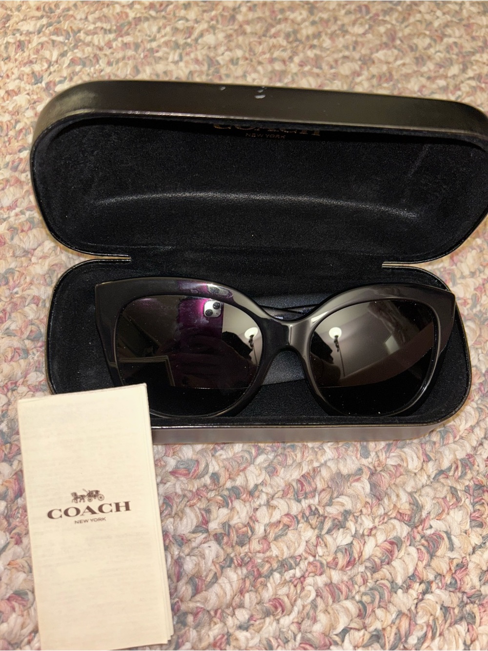Coach Black Cat-Eye Sunglasses with Case and Booklet